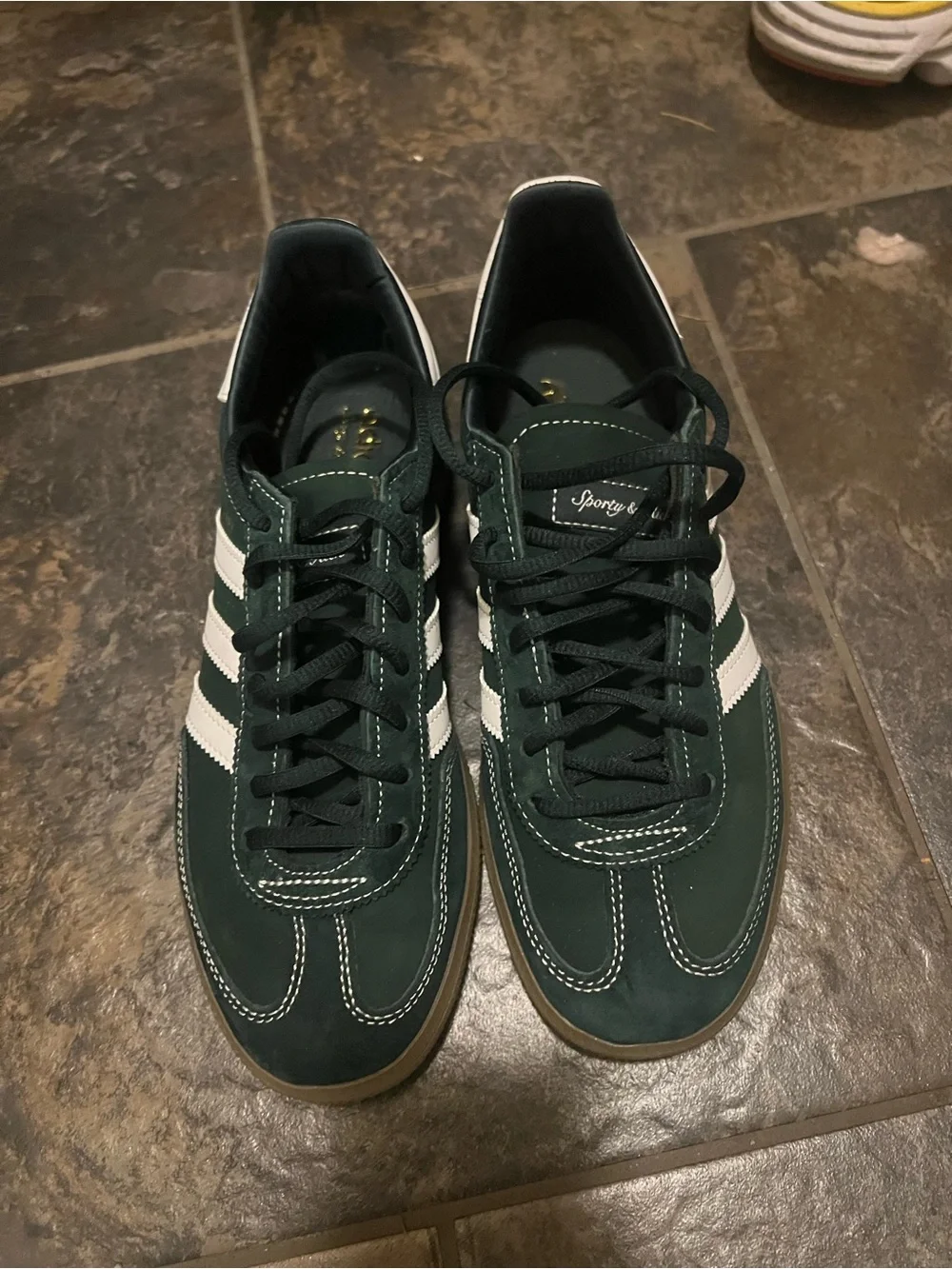 adidas sporty & rich Women's Dark Green Sneakers with White Stripes